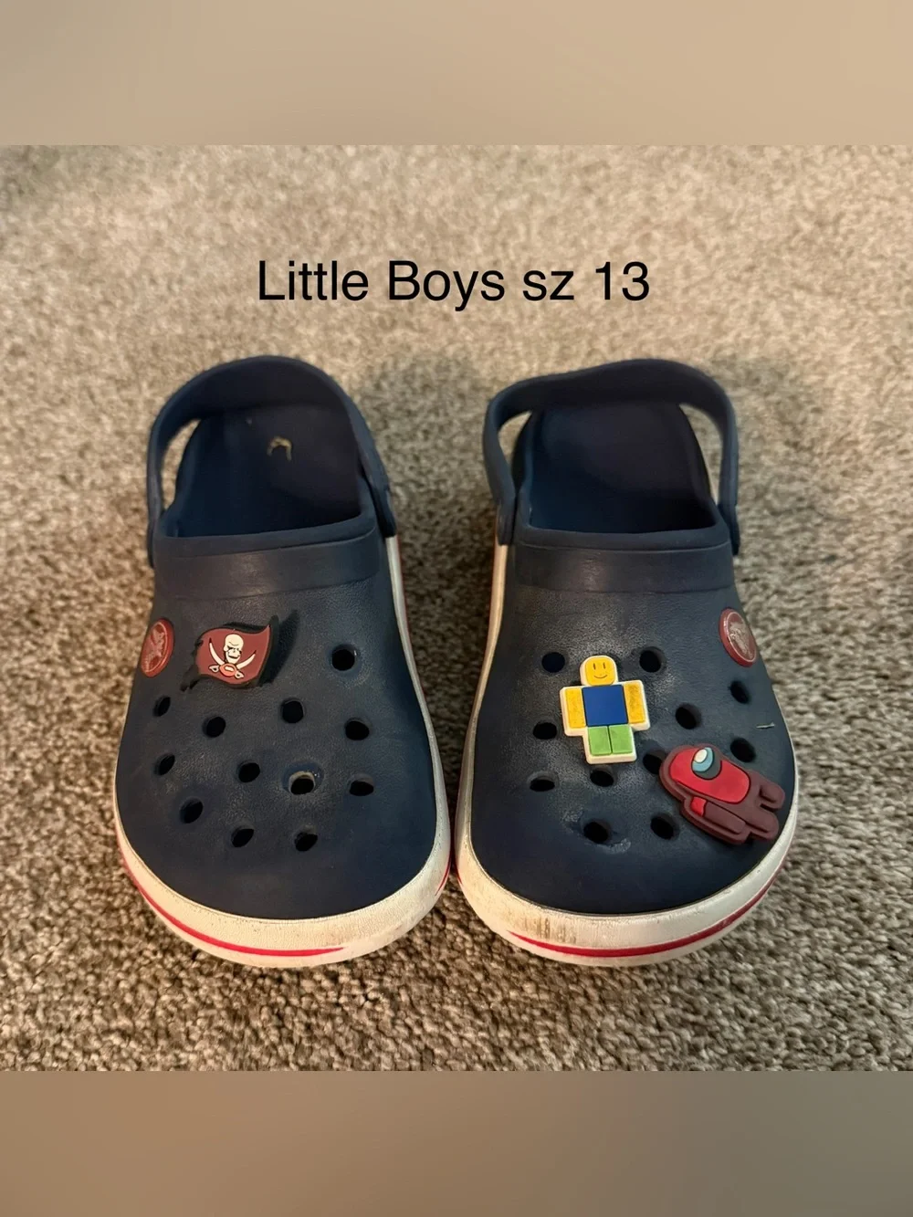 Kids Navy Clog Shoes with Decorative Charms Sz 13